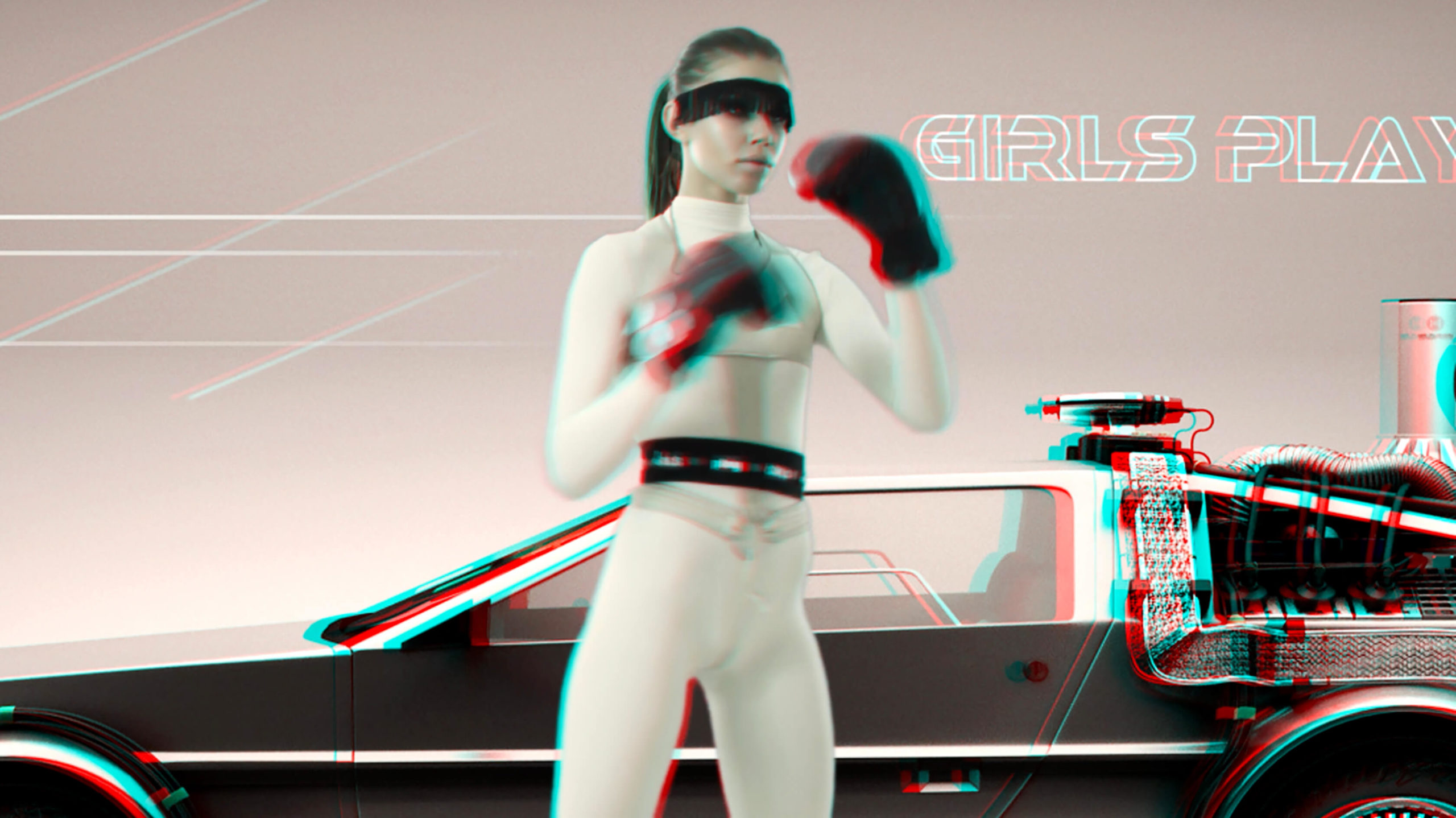 Boxing girl (3D stereoscopic anaglyph)