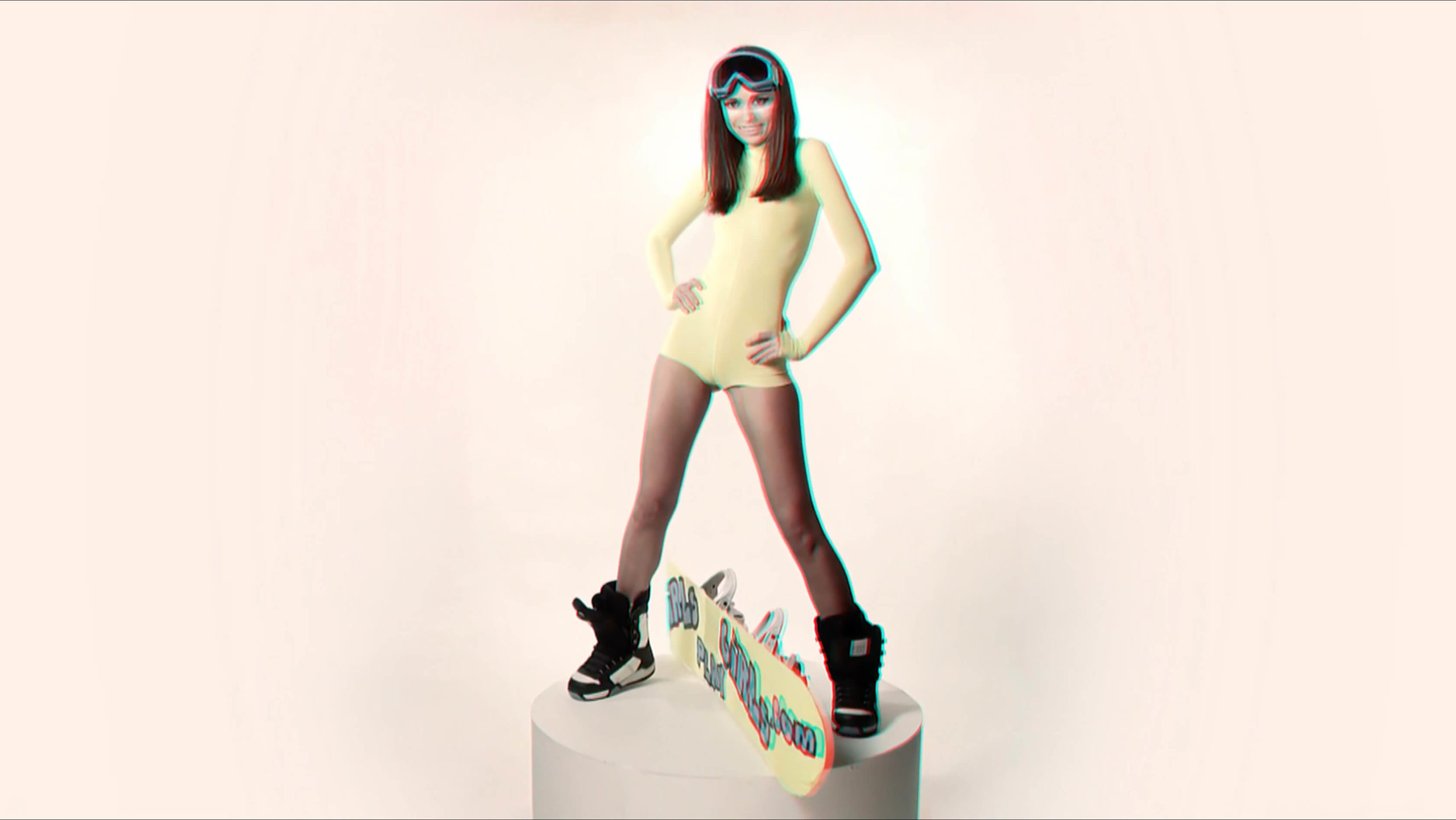 Snowboard girl (3D stereoscopic anaglyph)